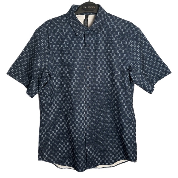 Lululemon Airing Easy Short Sleeve Buttondown IKat Check White True Navy Size S - Picture 4 of 15